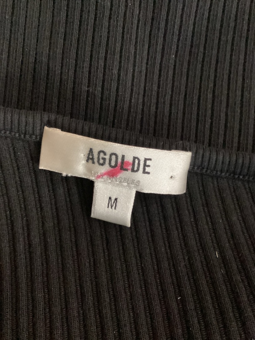 AGOLDE Priya Ribbed Asymmetrical Tank Top Black Size M - Picture 7 of 7